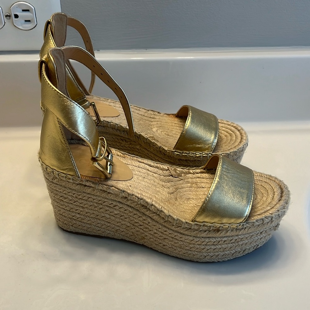 Jcrew gold wedges 5.5